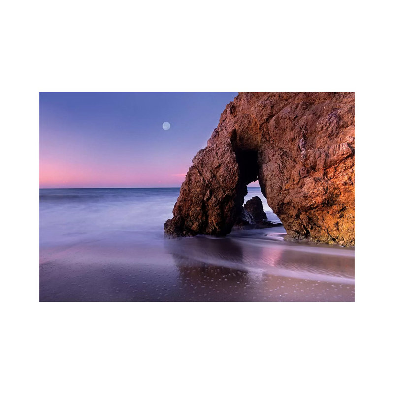 Sea Arch And Full Moon Over El Matador State Beach by Tim Fitzharris - Wrapped Canvas Print, 20.32 cm H x 30.48 cm W