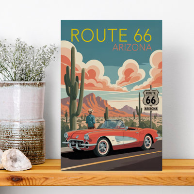 Vintage Route 66 Arizona by Andreas Magnusson - Wrapped Canvas Print