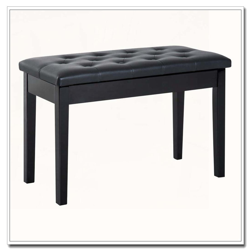 Banquette de piano capitonnée à boutons capitonnée, Noir