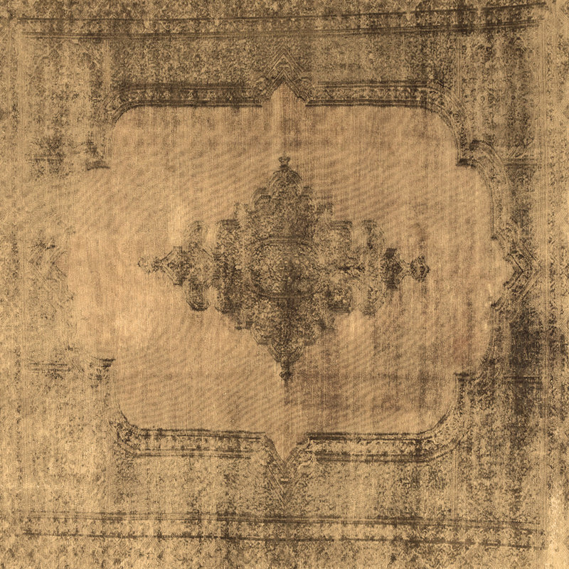 Tapis oriental en laine / polyester tissé à la machine en brun / noir, Carré 6 pi