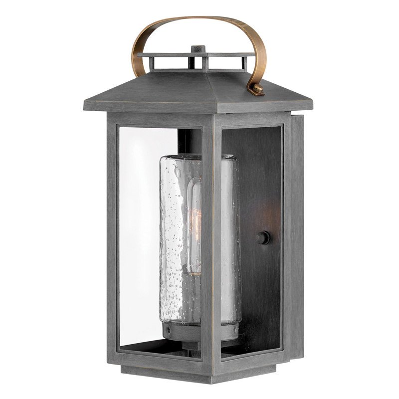 Large Wall Mount Lantern, Ash Bronze, 14" H x 6.5" W x 7" D