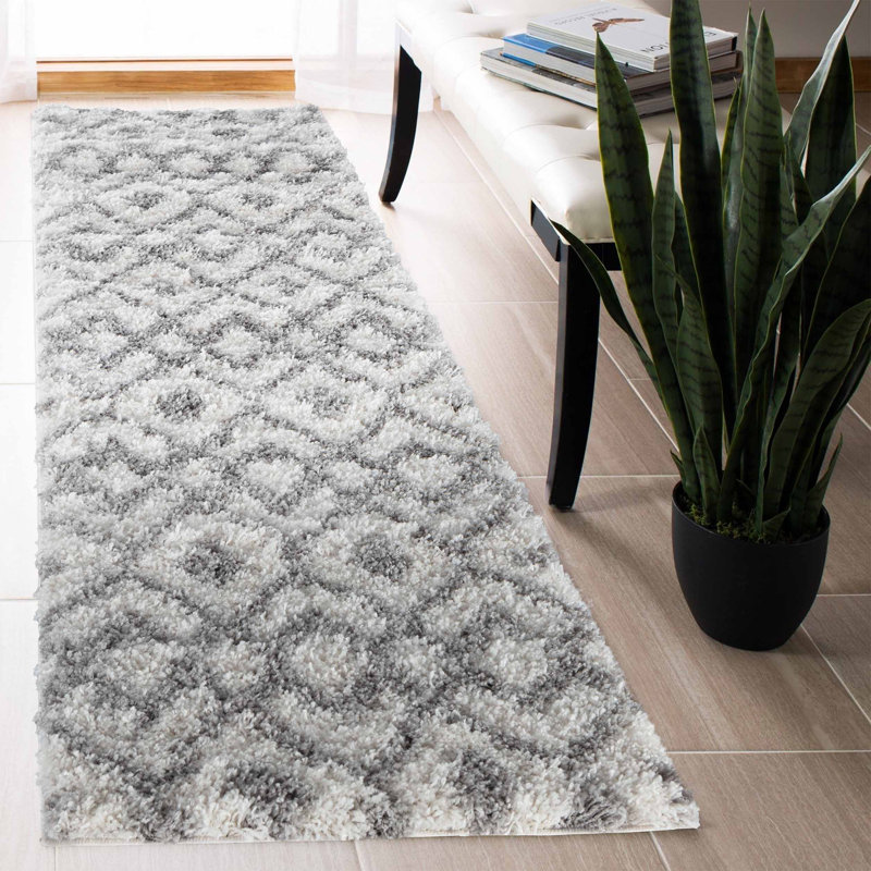 Temescal Geometric Shag Area Rug, Runner 60 x 220cm