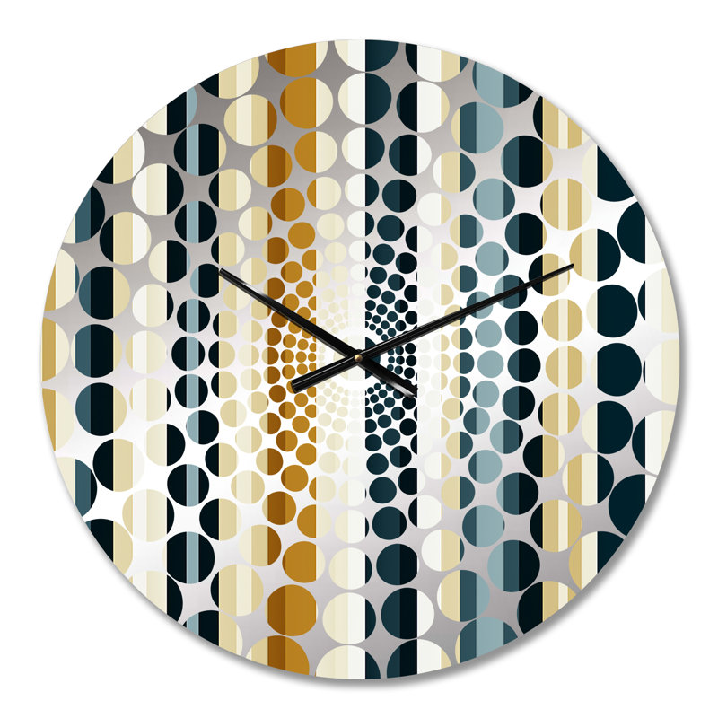 Horloge murale rayée sarcelle et brune, Petit