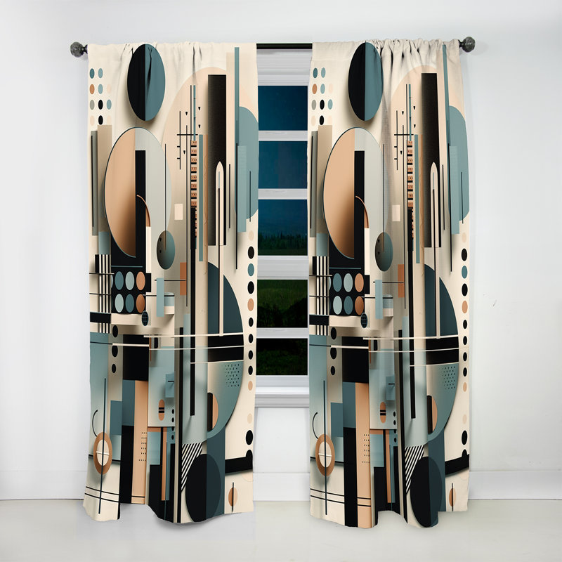 Blue And Black Symmetry In Motion I - Abstract Curtain - Velvet Room Darkening - 1 panel, 52" W x 90" L