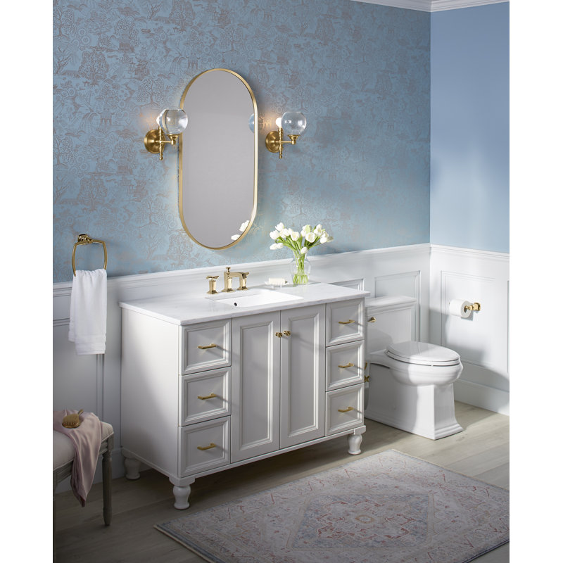 Essential Decorative Bathroom / Vanity Mirror, Moderne Brushed Gold, 36" x 18"