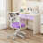 Kids Desk Chair Children Study Chair with Adjustable Height, Armrest & Footrest Purple-310912733