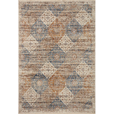 Tapis oriental ivoire en polyester tissé à la machine Sorrento