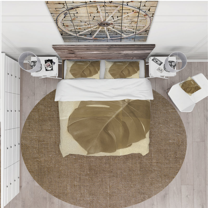 Ensemble de housse de couette Botanical Beige Retro - Lake House - Microfibre de polyester