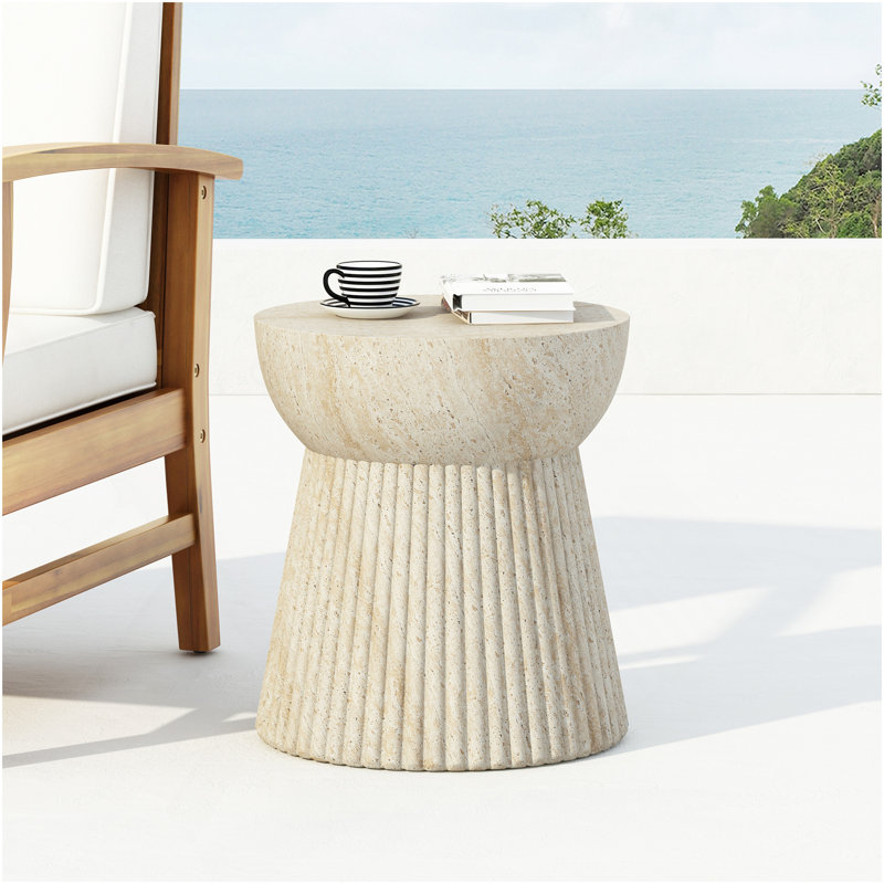 Outdoor Travertine Concrete Side Table