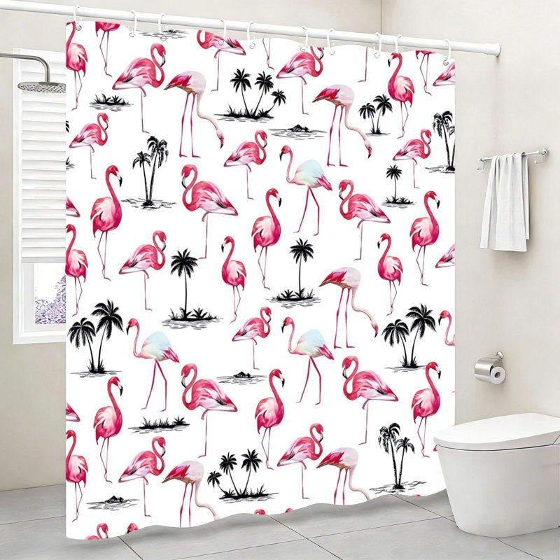 Rideau de bain flamant rose 72 po x 72 po (180 x 180 cm) Flamingo, Pink Animal Print