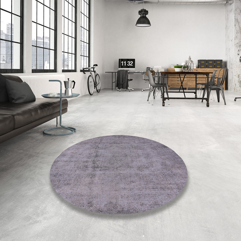 Tapis gris à motif abstrait Conneaut, Rond 5 pi
