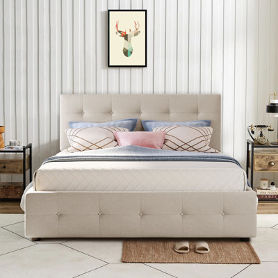 Lit plateforme tapissier avec rangement Modern