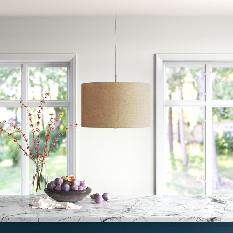 Luminaire suspendu tambour 3 lumières Arlen, Beige