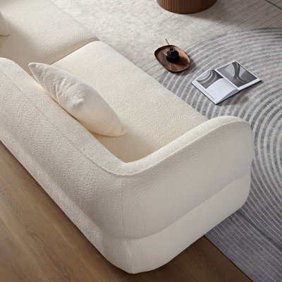 Canapé modulaire blanc, tissu durable, structure en bois massif, rembourrage en éponge haute densité