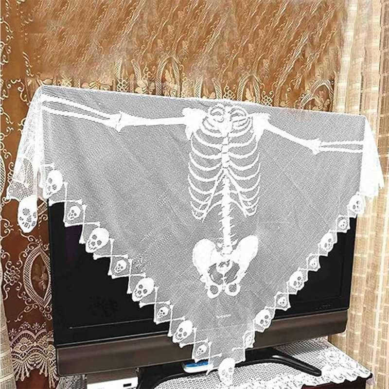 Poncho squelette en dentelle blanche d'Halloween