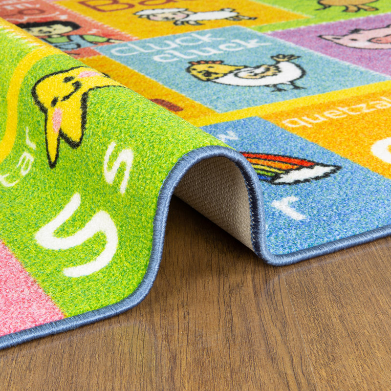 Alphabet Animals Educational Learning Game Play Non Slip Kids Rug Carpet Classroom Playroom Ma, Rectangle 3'3" x 4'7"