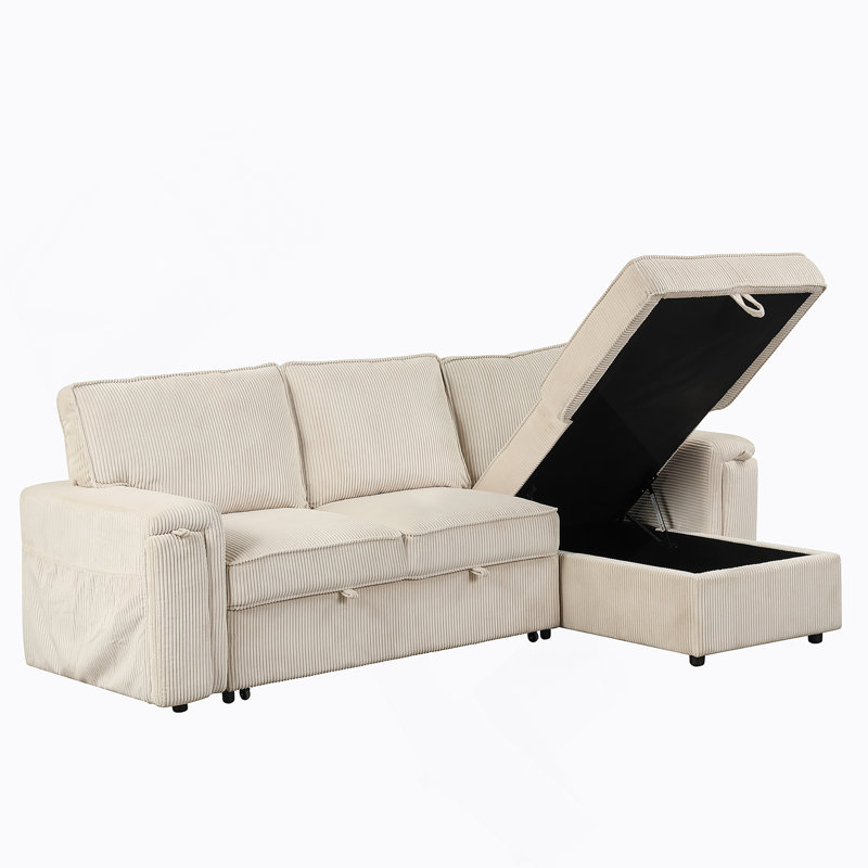 Canapé-lit modulaire avec sacs de rangement et 2 porte-gobelets Upholstery, Polyester beige
