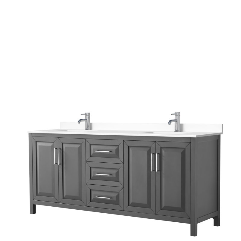 Daria 80'' W Double Vanity, Dark Gray, Polished Chrome