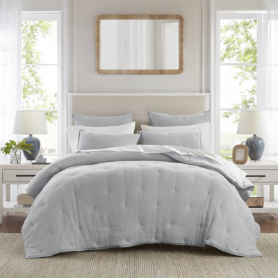 Ensemble de literie en coton de qualité supérieure, courtepointe brodée bleu grand lit, toutes saisons