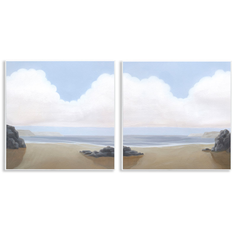 "Abstrait plage isolée", ensemble de 2 plaques murales par Melissa Wang