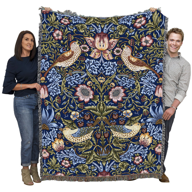 Couverture indigo Pure Country Weavers par William Morris, L 54 po x L 72 po, Indigo