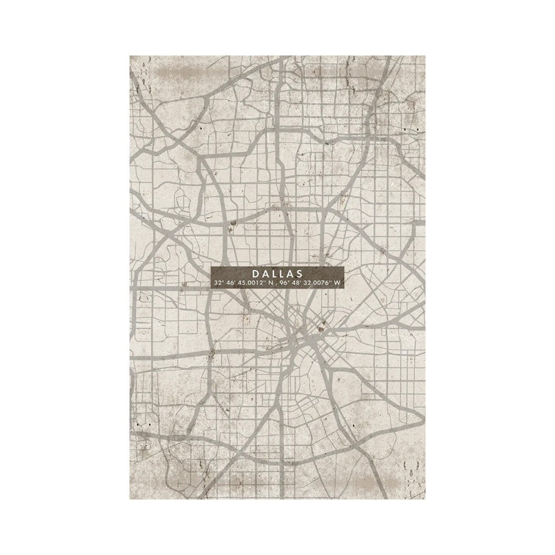 Dallas City Map Abstract - Wrapped Canvas Print, 30.48cm H x 20.32cm W x 1.91cm D