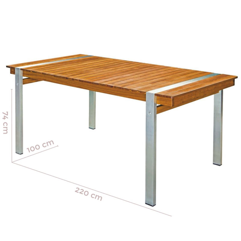 Aalyan Rectangular Metal Outdoor Dining Table , cm W cm D, H74 x L220 x W100