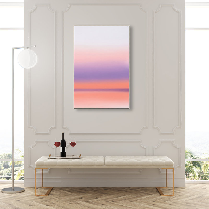 Peach Coastline Print by Oliver Gal, 46"H x 31"W, Silver Floater Frame