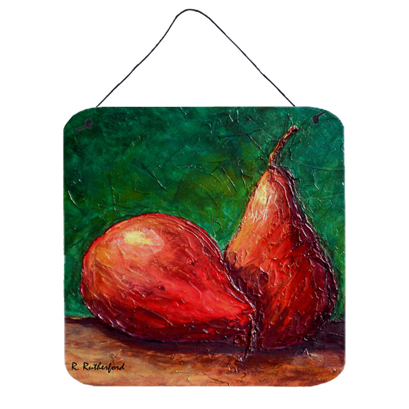 Plaque d’art murale poires par ron rutherford, H 6 po x l 6 po x P 0,02 po