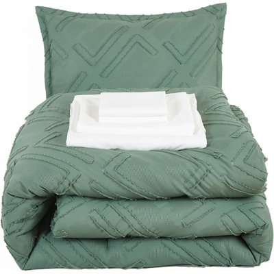 Debroah Geometric Waffle Textured Clip Jacquard Comforter Set