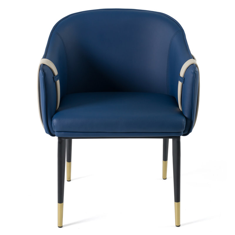 Fauteuil rembourré bleu / beige Karmann, Bleu / beige