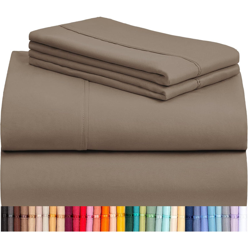 Luxclub 4 PC Dark Khaki Full Silky Soft Cooling Extra Deep Pocket Performance Sheet Set, Dark Khaki