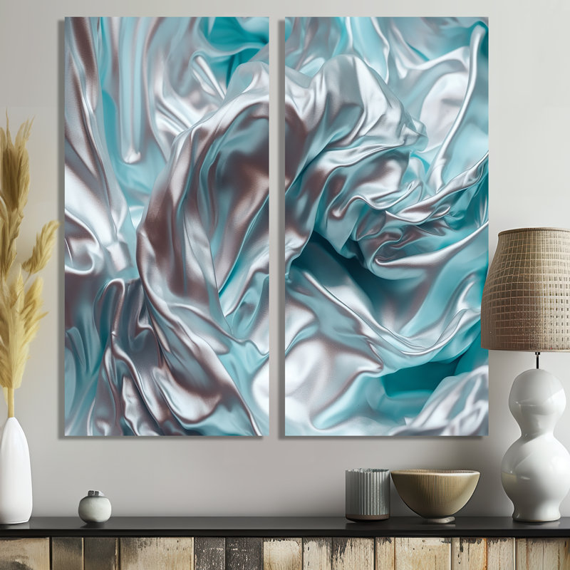 «Silver Blue Dancing Colors» - art mural moderne orange, 20" H x 24" W, Wrapped Canvas, Does Not Apply