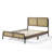 The Industrial Boho Wood Platform Bed with Woven Cane Panels & Metal Legs