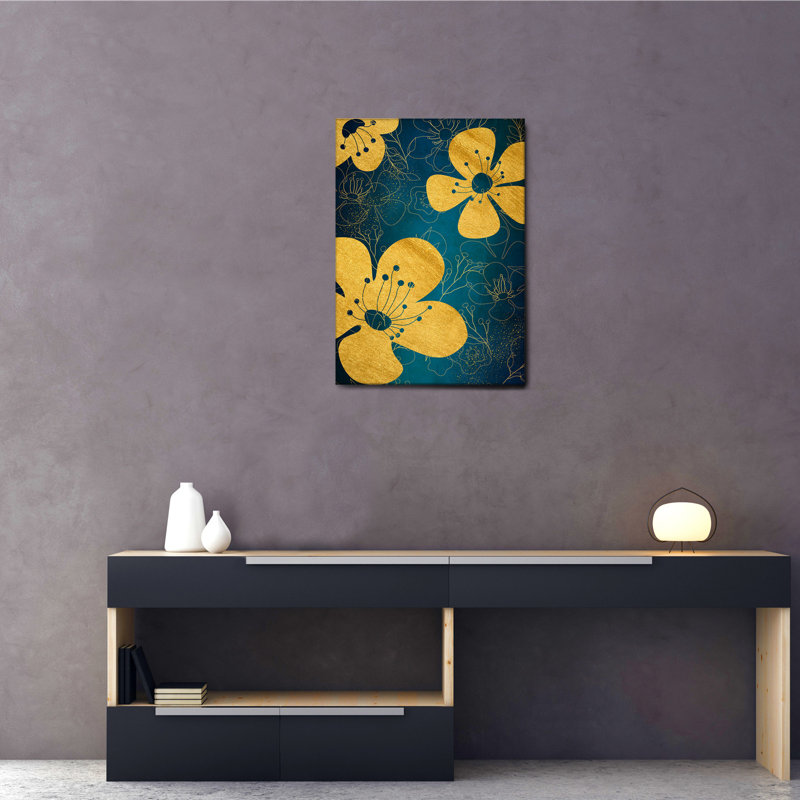 Abstract Gold Leaves 04 - Rectangle Painting