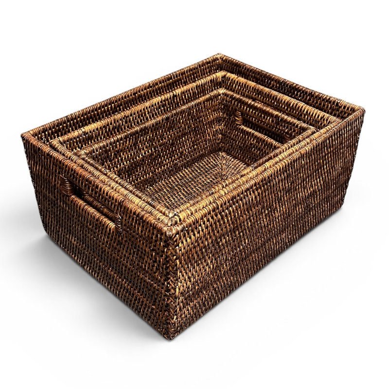 Wicker Decorative Basket Set, White Wash