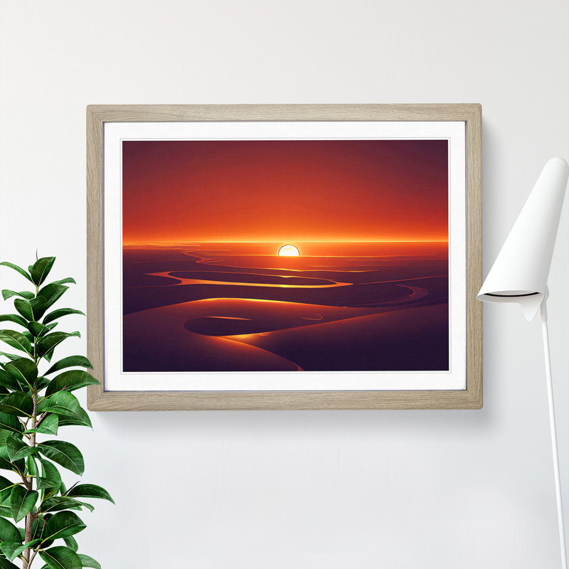 Beaming Sunset - Framed Print, 34cm H x 46cm W x 2cm D, Oak