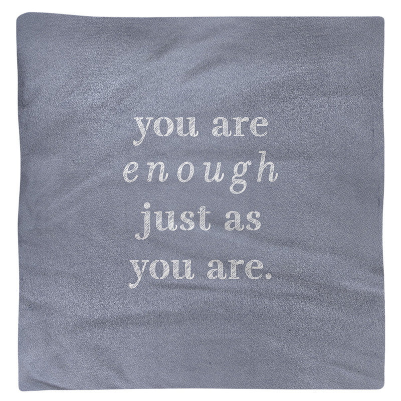 Serviette manuscrite, vous êtes assez vaste, Bleu / Blanc, Coton, L 10 po x l 10 po