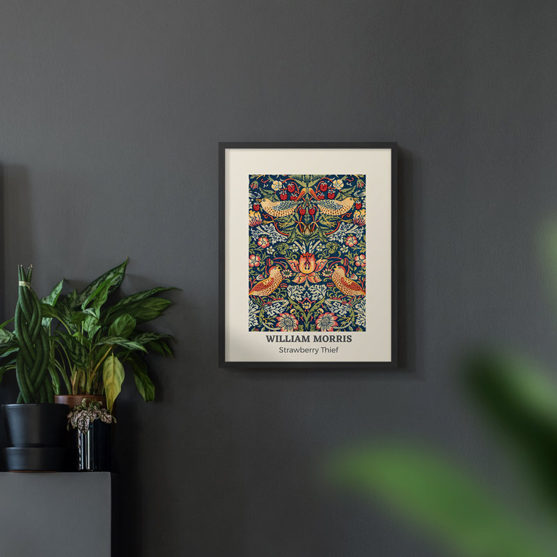 William Morris, reproduction d'art encadrée XC III, H 14 po x l 11 po, Noyer