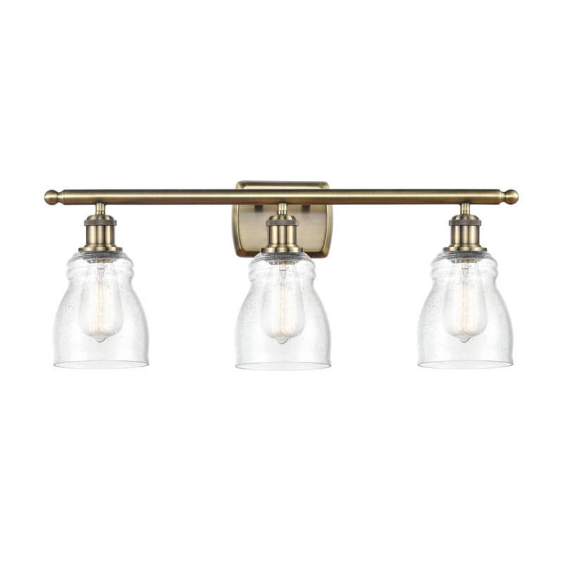 Éclairage pour meuble-lavabo 3 lumières à intensité réglable en laiton antique Wingard, DEL, Grainé, 2