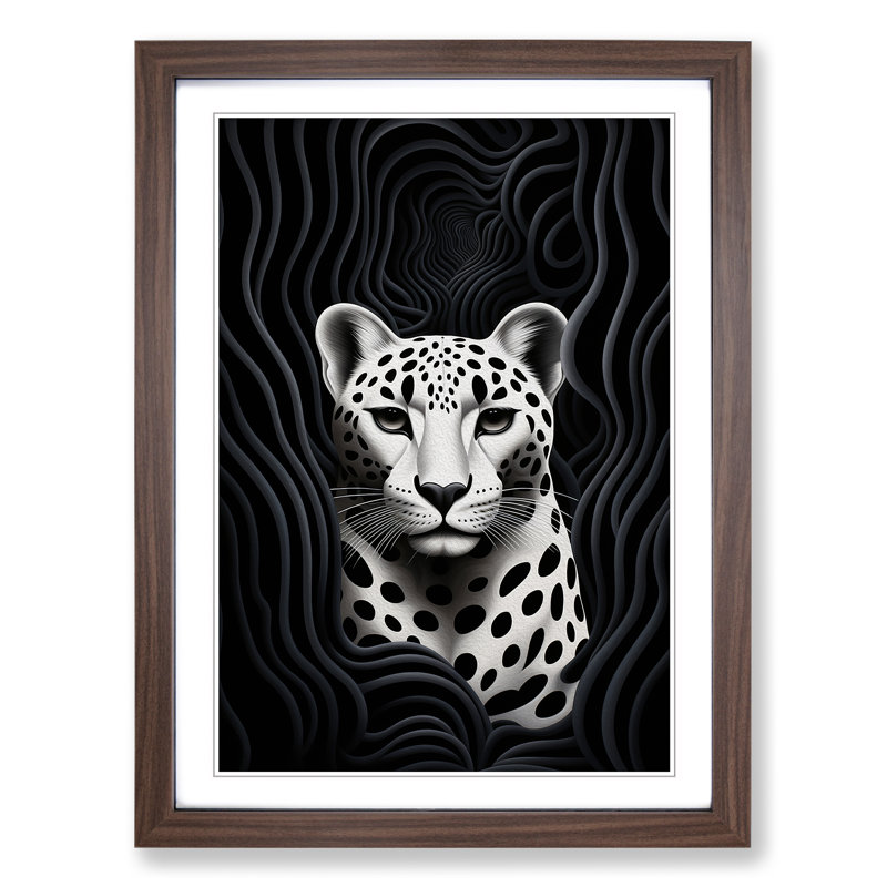 Cheetah Op No.3 - Single Picture Frame Print on Wood, 34cm H x 25cm W x 2cm D, Walnut Framed