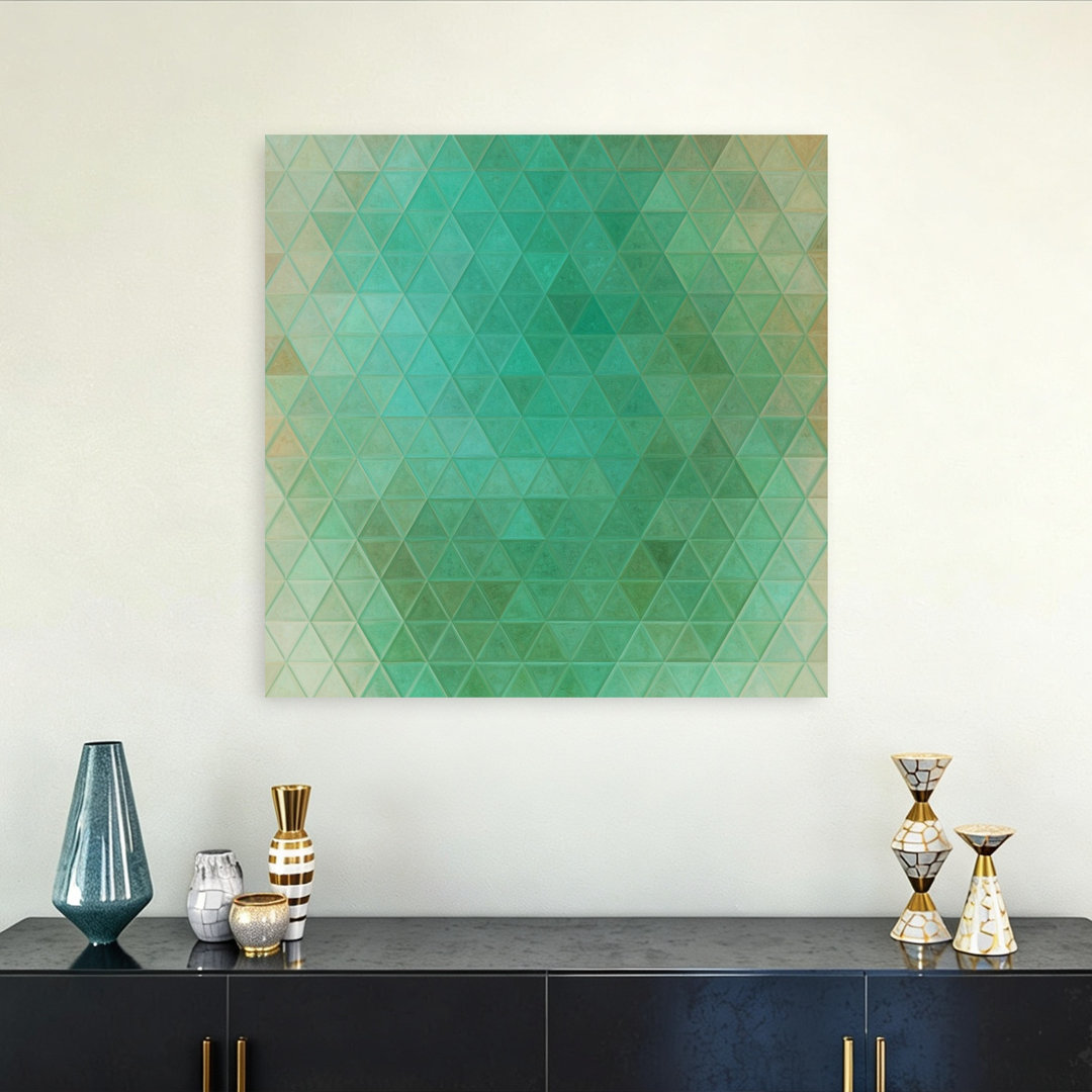 Teal Geometric Mosaic Abstract Colorful Geometric Wall Art Print