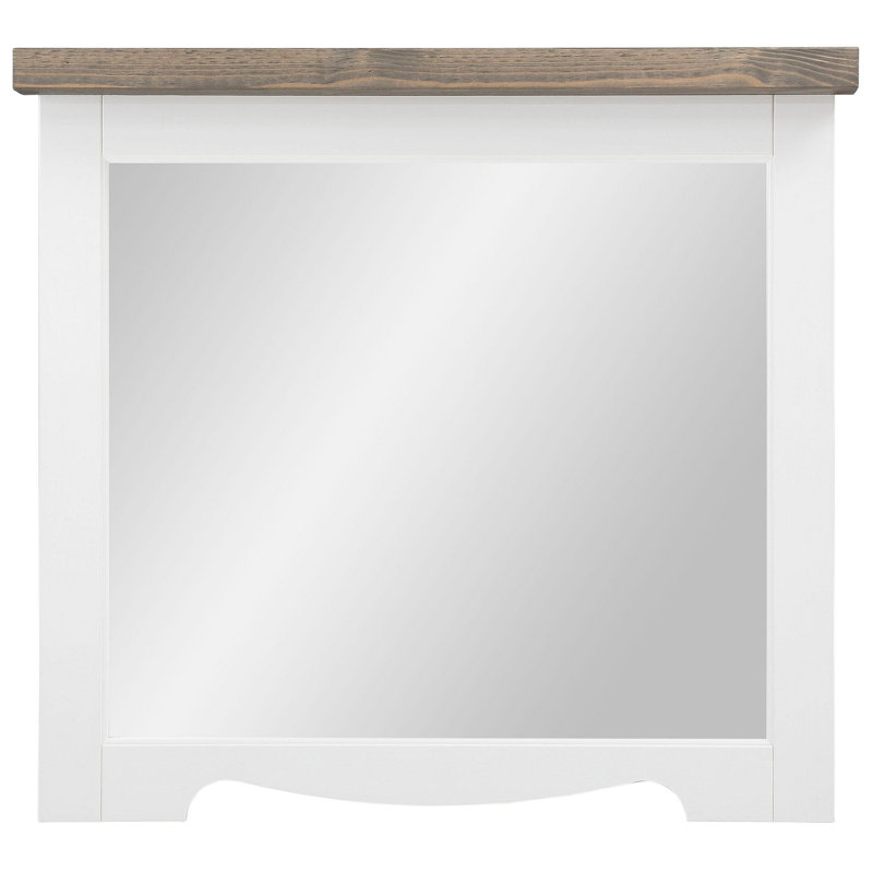 Wood Framed Wall Mounted Bathroom/Vanity Mirror, White/Grey