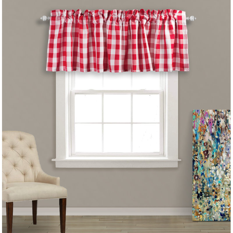 Rashara Plaid Tailored Window Valance, Red/White, 56" W x 14" L