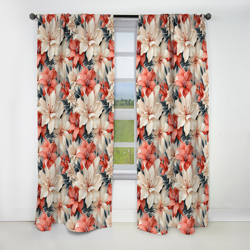 Tropical Whisper Tropical Motif III - Rideau floral - Rideau occultant floral - 1 panneau, L 52 po x L 95 po