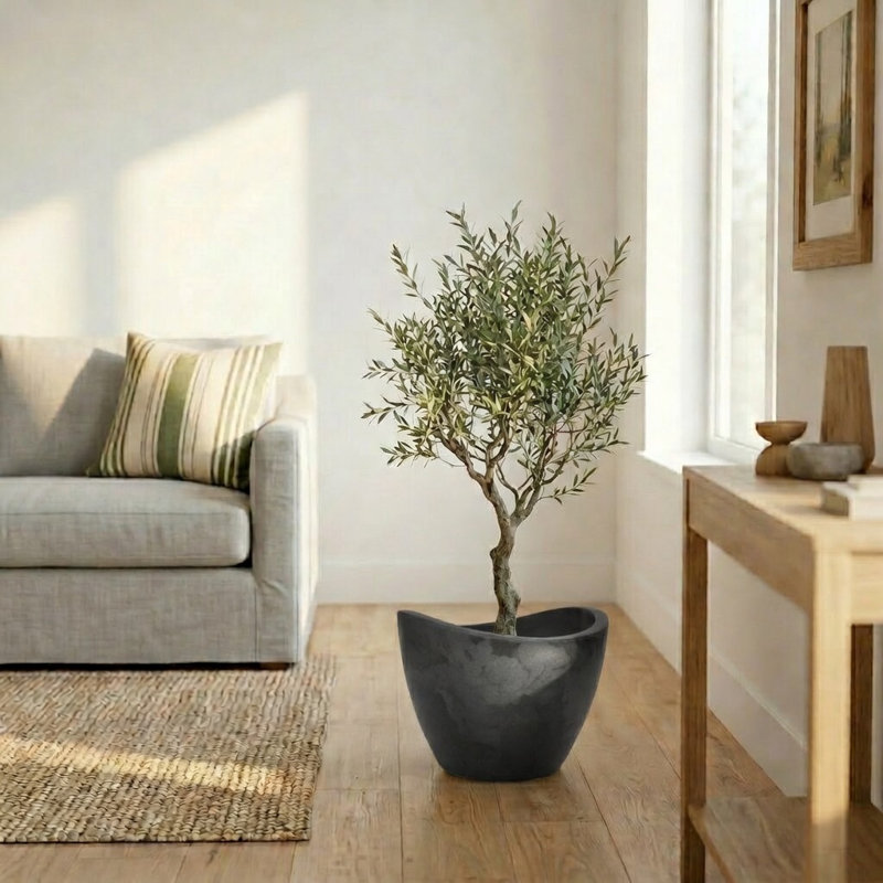Pot à fleurs rond Vinisha ECOBO EcoFriendly, H 11,8 po x l 15,8 po x P 15,8 po, Gris foncé