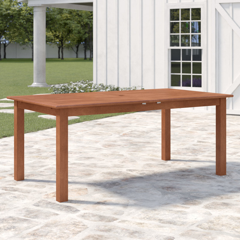 Outdoor Dining Table With Umbrella Hole , 74.07'' in. W 40.03'' in. D, Mahogany