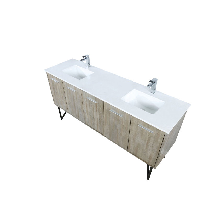 Lancy 72 in W x 20 in D Double Bath Vanity and Faucet Set, White Quartz