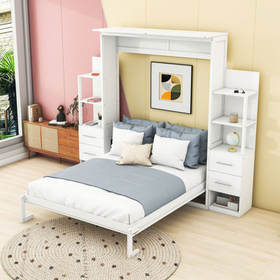 Lit escamotable avec tiroirs, tablettes et lumières DEL Murphy