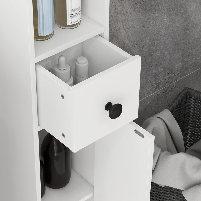 Unité de rangement carrée blanche 7,77 "de hauteur, 68,75" de haut avec 2 armoires à 2 portes et tablettes réglables pour la salle de bain, la cuisine, le couloir, le salon